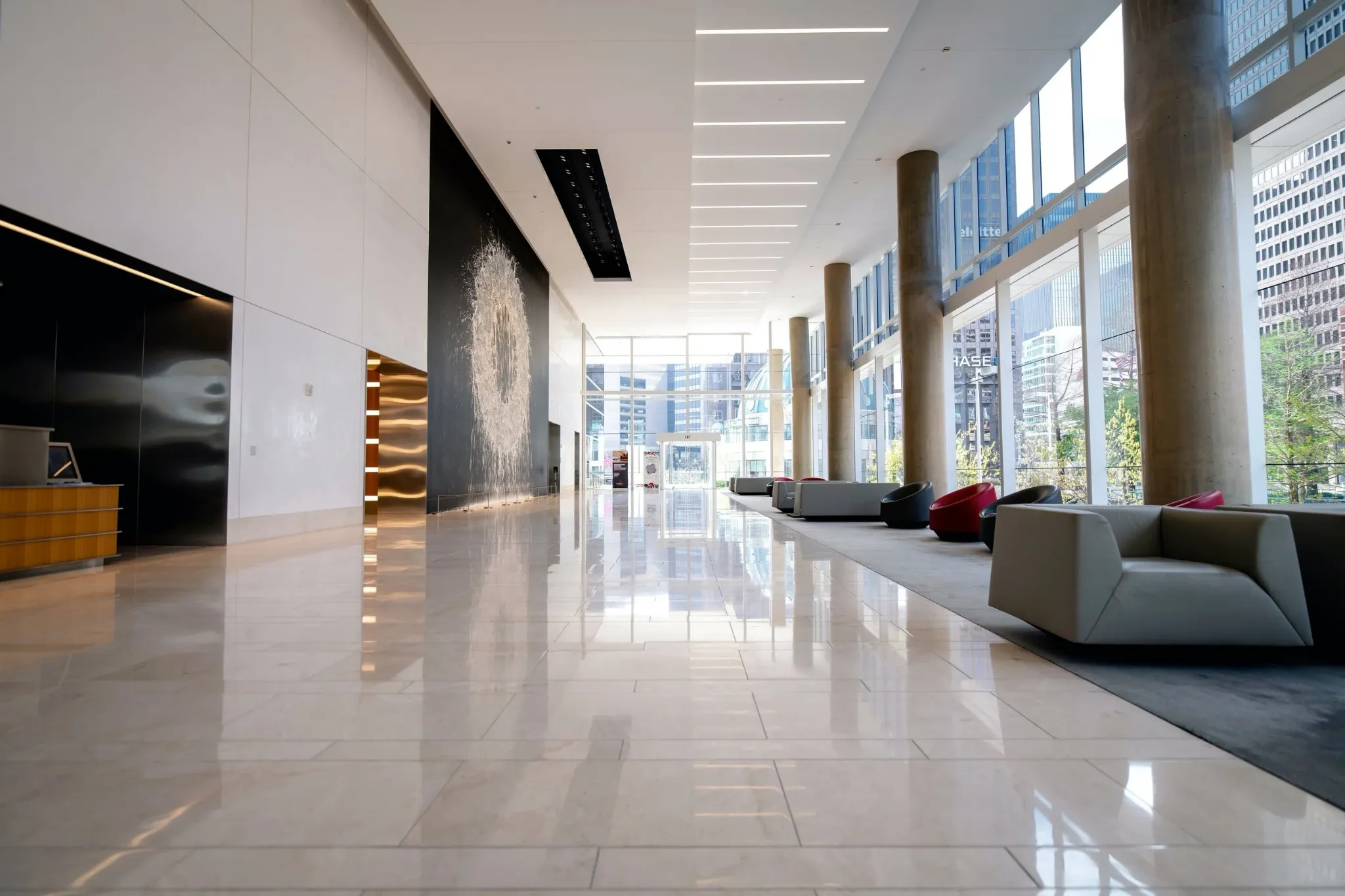 Bright polished commercial lobby